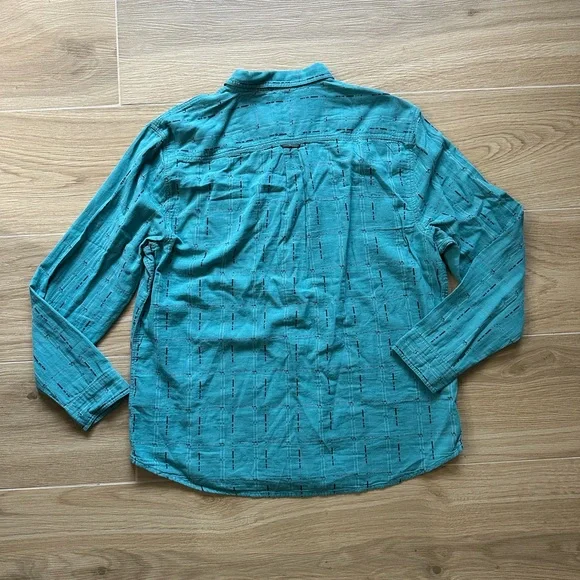 Men's Teal Long Sleeve Shirt Button Down - Picture 5 of 7